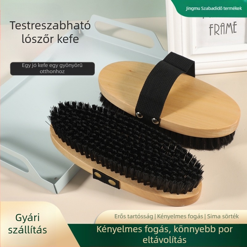 Gyárilag közvetlen szállítású fa lovas kellékek ló kisállat tisztító kefe fonott nyéllel cipőkefe porkefe lókefe