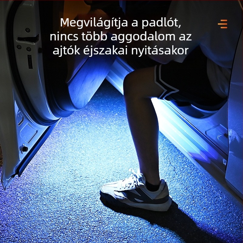 Autó figyelmeztető lámpa, ütközésgátló lámpa, vezeték nélküli ajtóvilágítás, színes villogó LED hangulatvilágítás, vezeték nélküli kialakítás