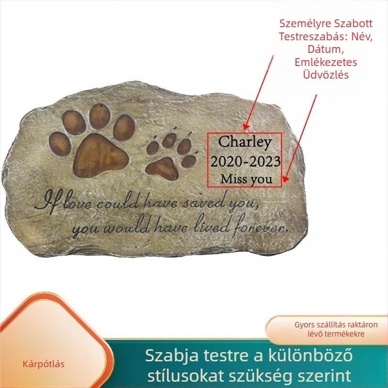 Amazon személyre szabott lézerrel UV nyomtatott emlékű kisállat sírkő kültéri kerti gyanta díszek