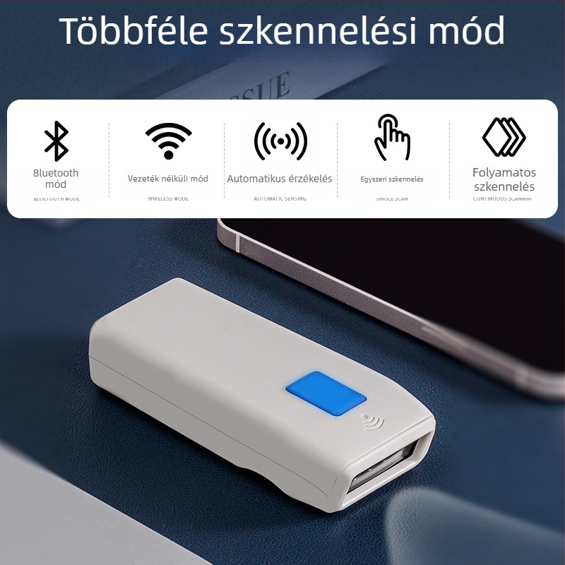Hordozható szkenner Bluetooth vezeték nélküli szkenner kézi szkenner egydimenziós és kétdimenziós expressz raktár vonalkódolvasó pisztoly