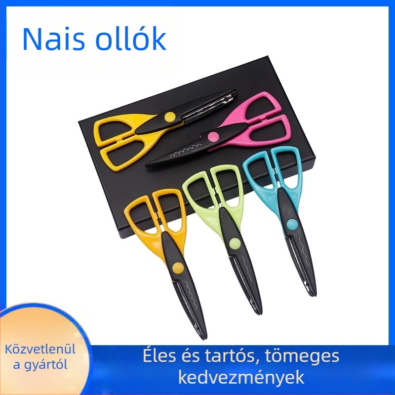 12, 12 féle vágási minta, több specifikációjú műanyag biztonsági művészeti olló kreatív kézműves olló papír olló