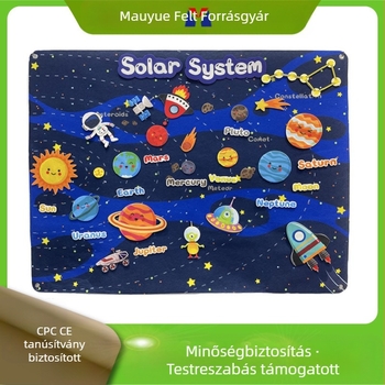 Testreszabott, határokon átnyúló filc flanel tábla, történetmesélés, naprendszer, univerzum, óvodai korai tanulás