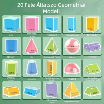 Perspektív sztereó geometria bemutató modell 20 darabos készlet Térfogat Felület Tágulási ábra Ötödik osztályos geometria modell