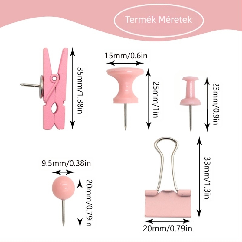 Gyári új 200 db-os, teljesen rózsaszín I-tűs, hosszú farokú, klipszes, gömb alakú körömtűs macaron színű tűkészlet