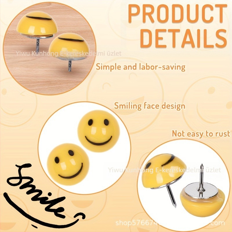 Határokon átnyúló, közvetlen gyári értékesítés, kreatív smiley rajzszögek, smiley rajzszögek, parafatábla, présszögek, fotófali díszszögek, földelt rajzszögek