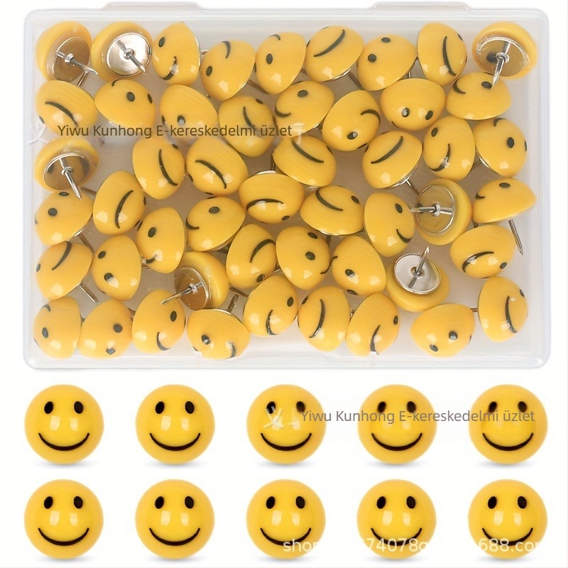 Határokon átnyúló, közvetlen gyári értékesítés, kreatív smiley rajzszögek, smiley rajzszögek, parafatábla, présszögek, fotófali díszszögek, földelt rajzszögek