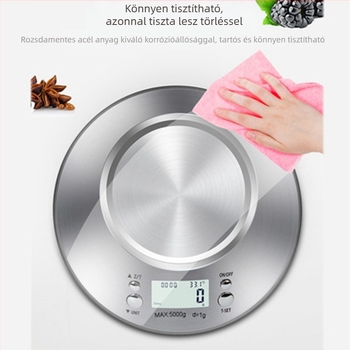 Háztartási rozsdamentes acél konyhai mérleg 5 kg-os tálmérleggel, sütőmérleggel, gyógyszermérleggel, többfunkciós elektronikus mérleg, élelmiszermérleg
