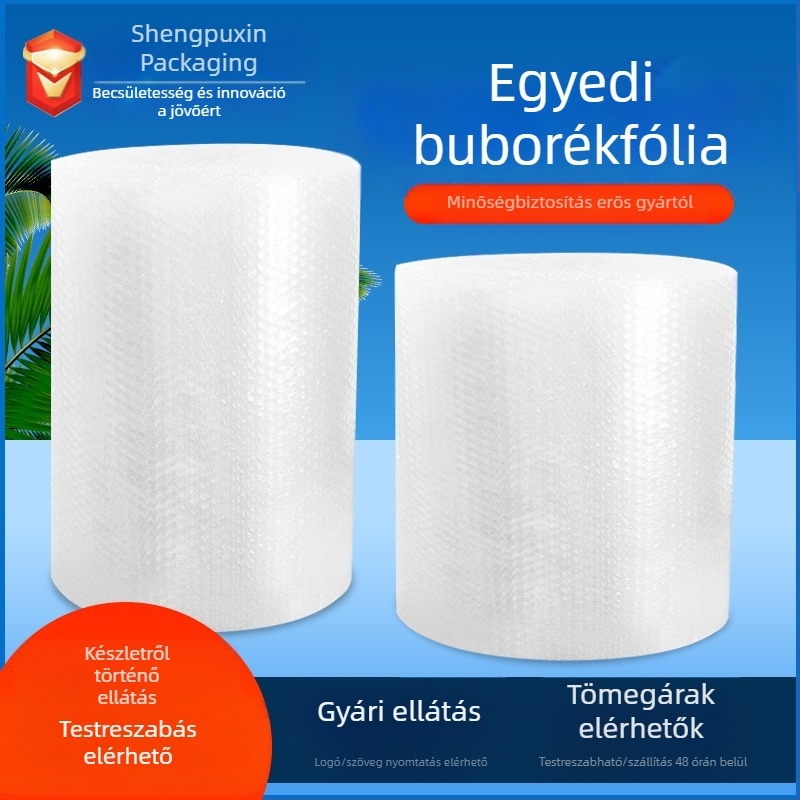Gyárilag egyedi buborékos fólia expressz csomagolás törésálló nyomáscsökkentő csomagolóanyag csomagolófólia nagykereskedelmi egyrétegű buborékos fólia