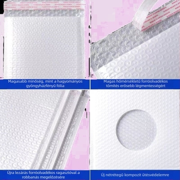 Gyöngyházfényű fólia buborékos zacskó 80g vastagított vízálló és buborékos fólia e-kereskedelem felhő raktár logisztika csomagolózsák boríték határokon átnyúló különleges