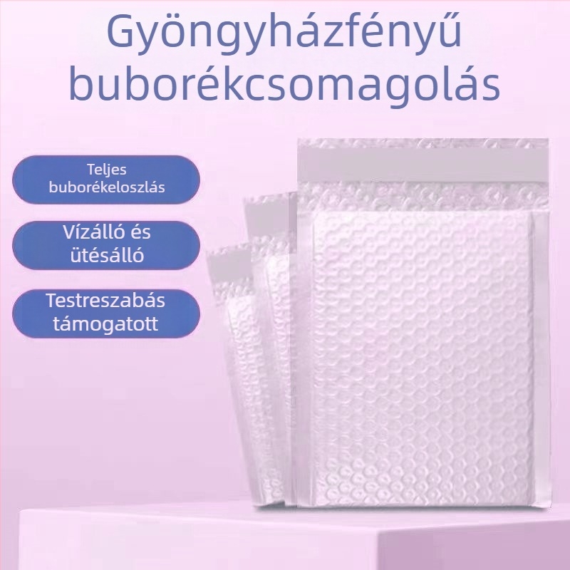 Gyöngyházfényű fólia buborékos zacskó 80g vastagított vízálló és buborékos fólia e-kereskedelem felhő raktár logisztika csomagolózsák boríték határokon átnyúló különleges