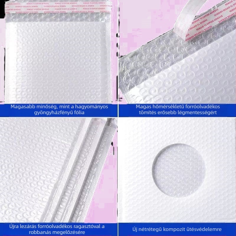 Gyöngyházfényű fólia buborékos zacskó 80g vastagított vízálló és buborékos fólia e-kereskedelem felhő raktár logisztika csomagolózsák boríték határokon átnyúló különleges