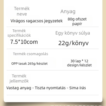 Határokon átnyúló virágos tizenkét színű öltönyös Post-it jegyzetek stílusos, csúcskategóriás, retró, kézzel készített, számlajegyzetek, téphető, ismételhető