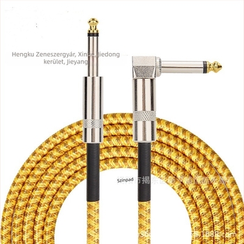 Egyenes könyök 6.35-ös apa-apa elektromos gitár csatlakozóvezeték 6.35-ös fej zajcsökkentő csatlakozó folk elektromos doboz Beth Electric Ji