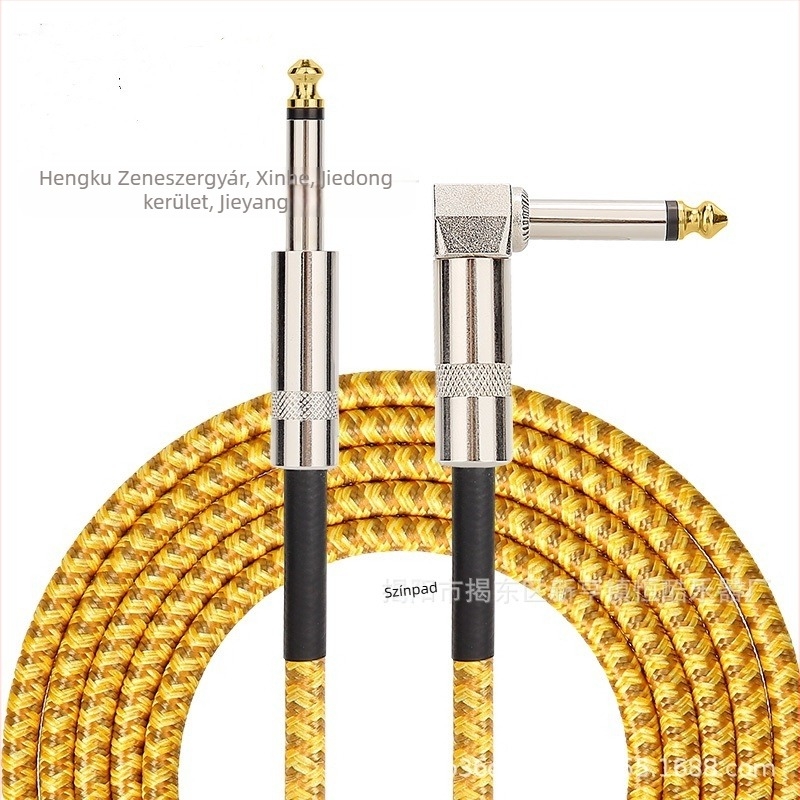 Egyenes könyök 6.35-ös apa-apa elektromos gitár csatlakozóvezeték 6.35-ös fej zajcsökkentő csatlakozó folk elektromos doboz Beth Electric Ji