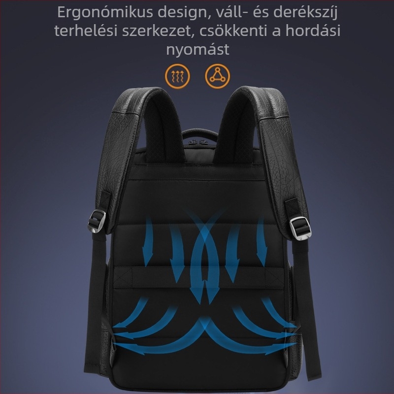 Robbanékony férfi Daniel nyakmintás valódi bőr hátizsák, egyszerű, divatos számítógépes hátizsák, növényi cserzésű marhabőrből, raktáron