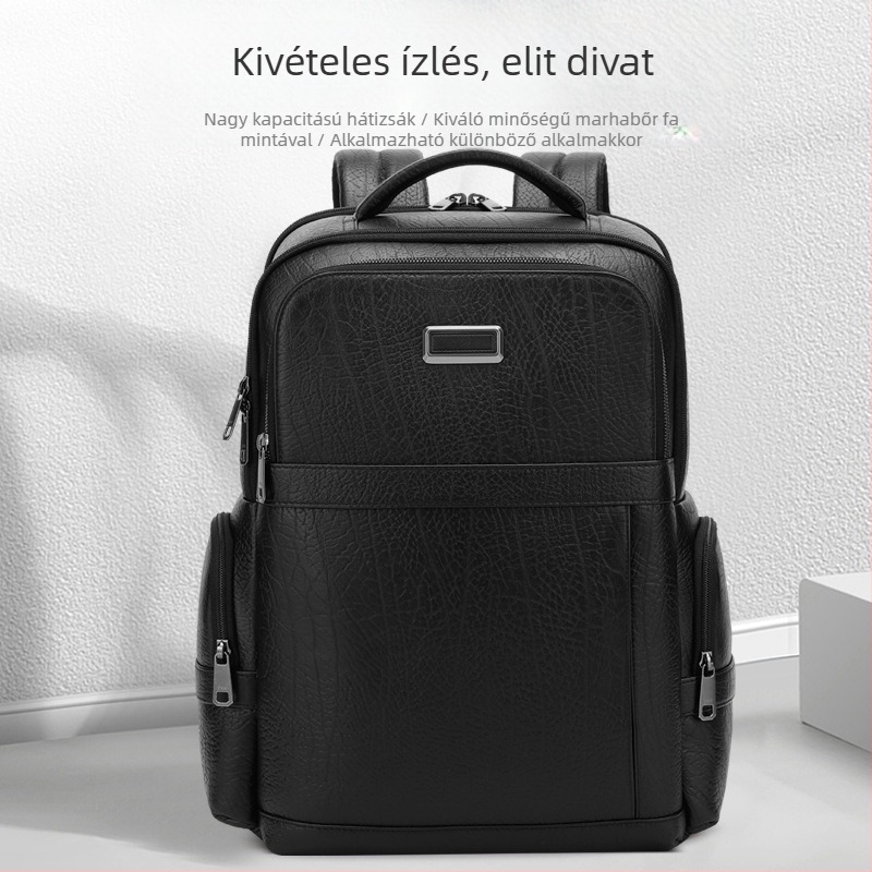 Robbanékony férfi Daniel nyakmintás valódi bőr hátizsák, egyszerű, divatos számítógépes hátizsák, növényi cserzésű marhabőrből, raktáron