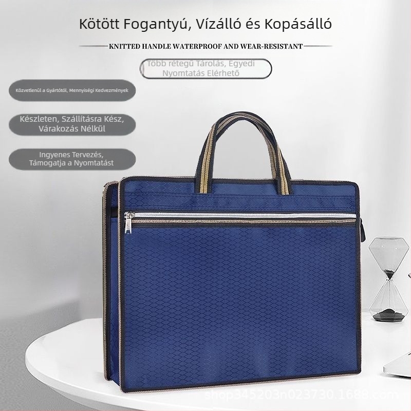 Spot Satchel Vízálló Oxford szövet Szélesített irattartó Kétrétegű irattartó Nagy kapacitású irattartó