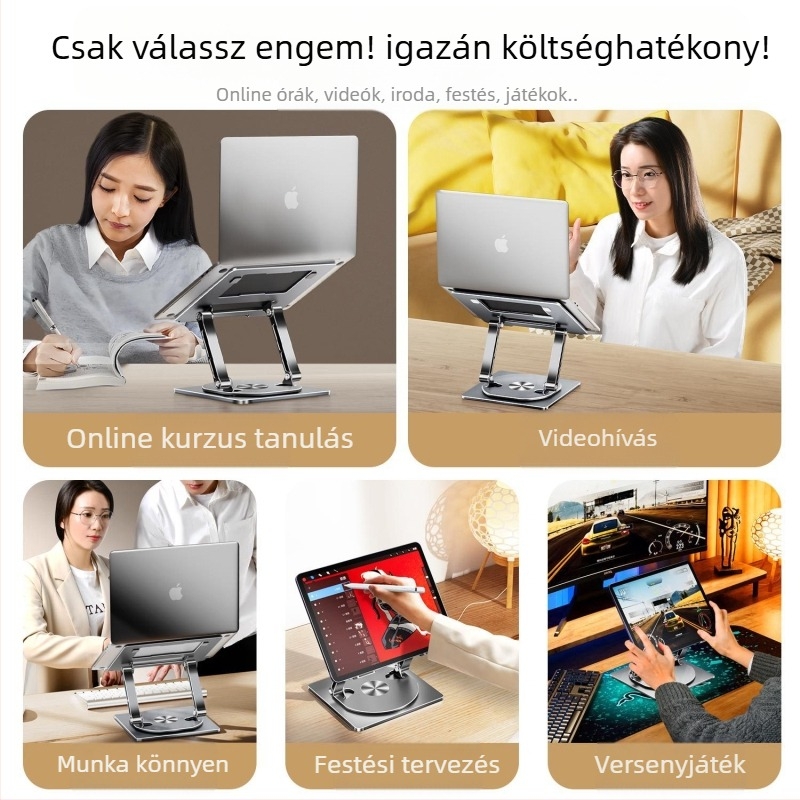 [Új stílus] 668 Laptop állvány Forgatható Hűtő Összecsukható Állítható Emelésű Asztali Magasító Konzol