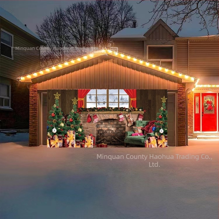 Határokon átnyúló új karácsonyi garázsajtó zászló szövet karácsonyi falra szerelhető tűzhely ünnepi party dekoráció háttér szövet