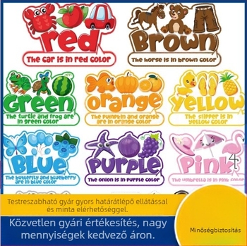 Gyártói kellékek Határokon átnyúló, népszerű, színes, gyerekplakátok, tantermi hirdetőtábla dekoráció, gyümölcs, állat, zöldség, szókártyák