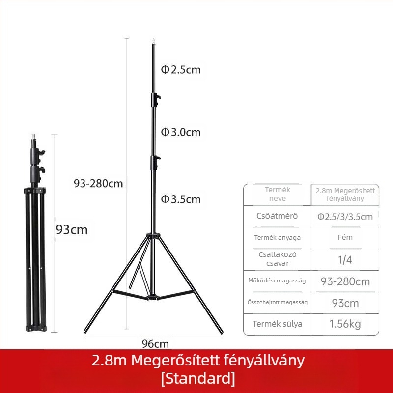 2,8 m-es fotózási lámpatartó merész stúdió film és televízió lámpatartó kereszttartó konzol háttérkeret élő derítőfény állvány