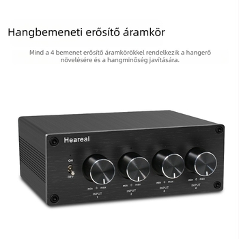 4 be-1 kimenetes keverő, többcsatornás egyidejű bemenet, HiFi kétcsatornás audio, négyutas bemenet, egyutas kimeneti hangolás