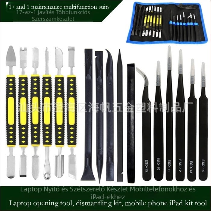 OLL-0003 17 az 1-ben mobiltelefon-számítógép-javító multifunkciós nyitóeszköz mobiltelefon iPad öltönyhöz