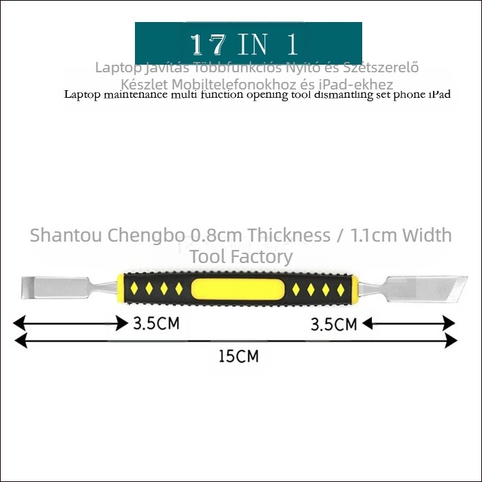 OLL-0003 17 az 1-ben mobiltelefon-számítógép-javító multifunkciós nyitóeszköz mobiltelefon iPad öltönyhöz
