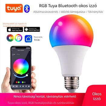 LED intelligens színváltós izzó RGB izzó E27 csavaros foglalat divatos színváltoztatós többszínű hangulatú RGB izzó