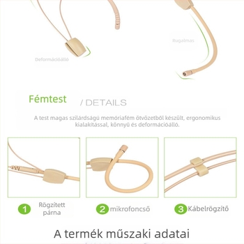 Élő online óra Fejhallgató Vezeték nélküli mikrofon Bőrszínű Kis mikrofon Fejhallgató Bőrszínű Fejhallgató Mikrofon Konferenciabeszéd