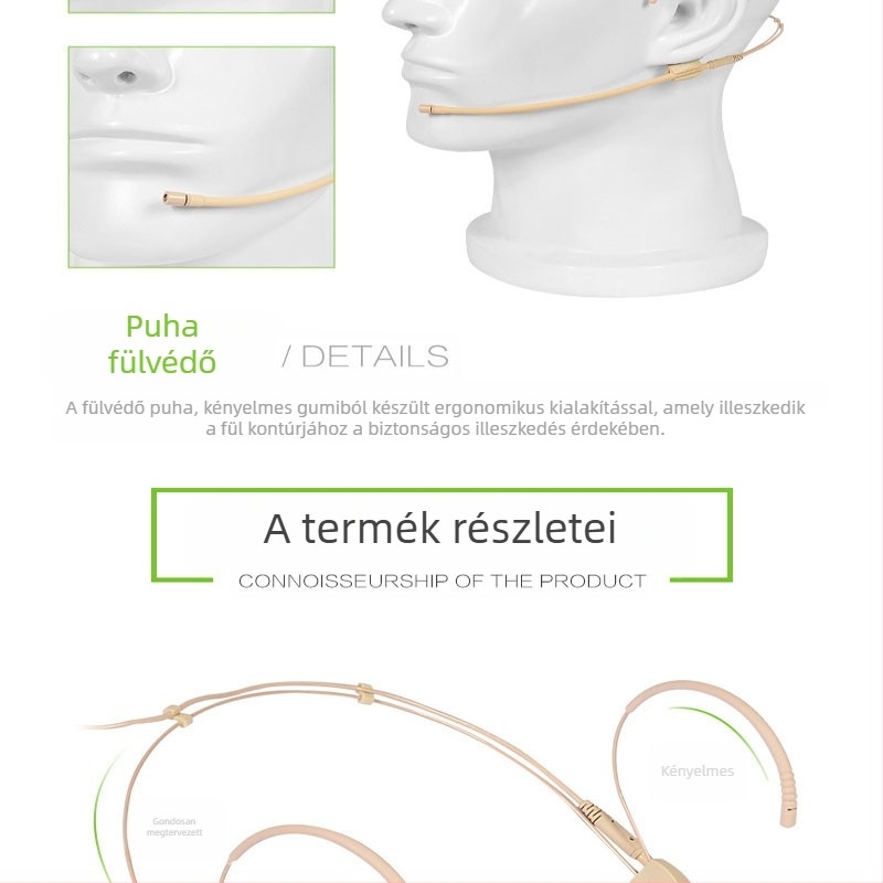 Élő online óra Fejhallgató Vezeték nélküli mikrofon Bőrszínű Kis mikrofon Fejhallgató Bőrszínű Fejhallgató Mikrofon Konferenciabeszéd