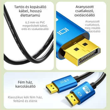 Jinghua 1.4 kiadású DP vonal férfi-férfi 8K60hz elektromos verseny osztályú adatvezeték számítógép kijelző csatlakozóvezeték fonott