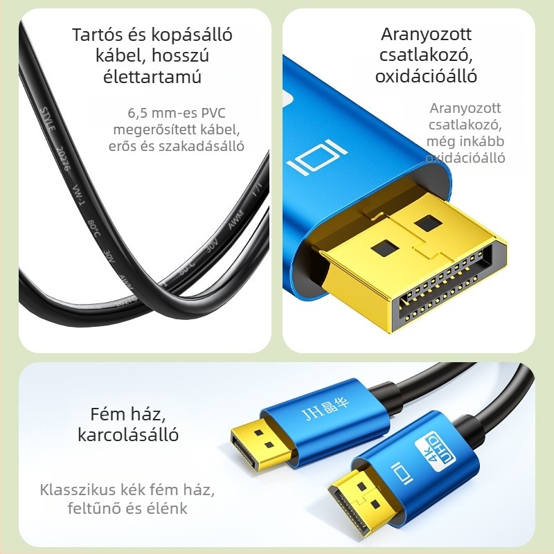 Jinghua 1.4 kiadású DP vonal férfi-férfi 8K60hz elektromos verseny osztályú adatvezeték számítógép kijelző csatlakozóvezeték fonott