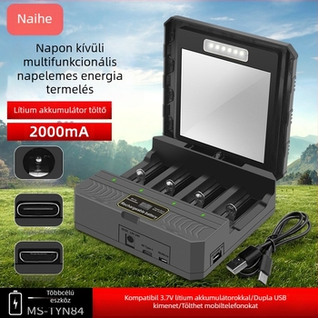 18650 lítium akkumulátortöltő, többfunkciós, gyors töltésű, kültéri napelemes, négy nyílásos intelligens töltő 26650