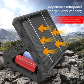 18650 lítium akkumulátortöltő, többfunkciós, gyors töltésű, kültéri napelemes, négy nyílásos intelligens töltő 26650