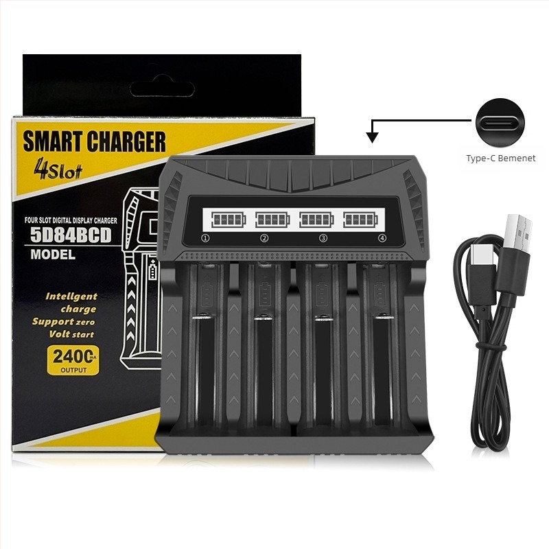 Akkumulátortöltő USB LCD kijelzővel, intelligens Aa/Aaa akkumulátor 18650 26650 21700 töltő
