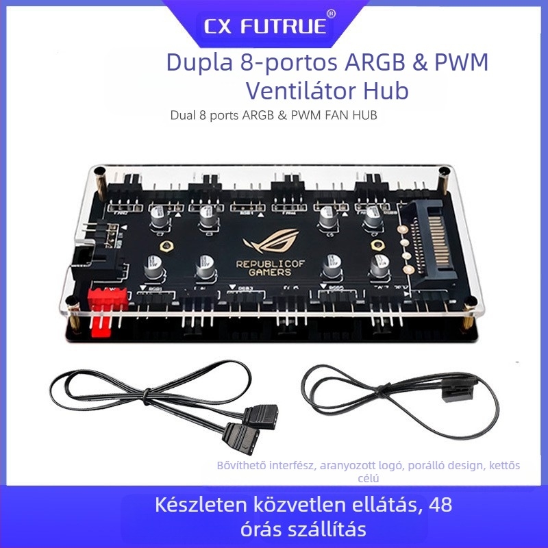 Határokon átnyúló, népszerű termék: 5 V-os, 3 tűs, egy-nyolc portos házventilátor-elosztó, Argb Divine Light szinkronizációs, kettő az egyben vezérlő