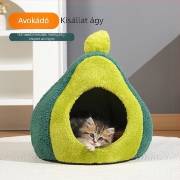 Aranyos avokádó macskakennel őszi és téli új, zárt kisállatkennel univerzális háromdimenziós, vastagított kiskutyakennel minden évszakra