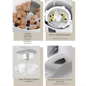 Kisállat automata etető macska időzítés kvantitatív intelligens macskaeledel kutyaeledel távoli WIFI Bluetooth vezérlésű etetőgép