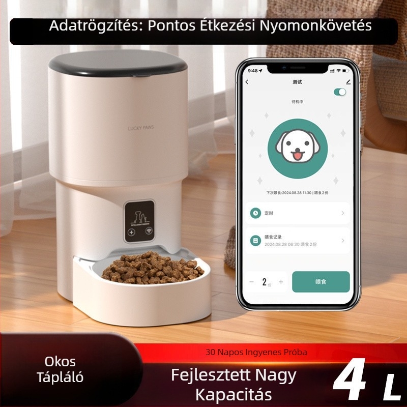 Kisállat automata etető macska időzítés kvantitatív intelligens macskaeledel kutyaeledel távoli WIFI Bluetooth vezérlésű etetőgép