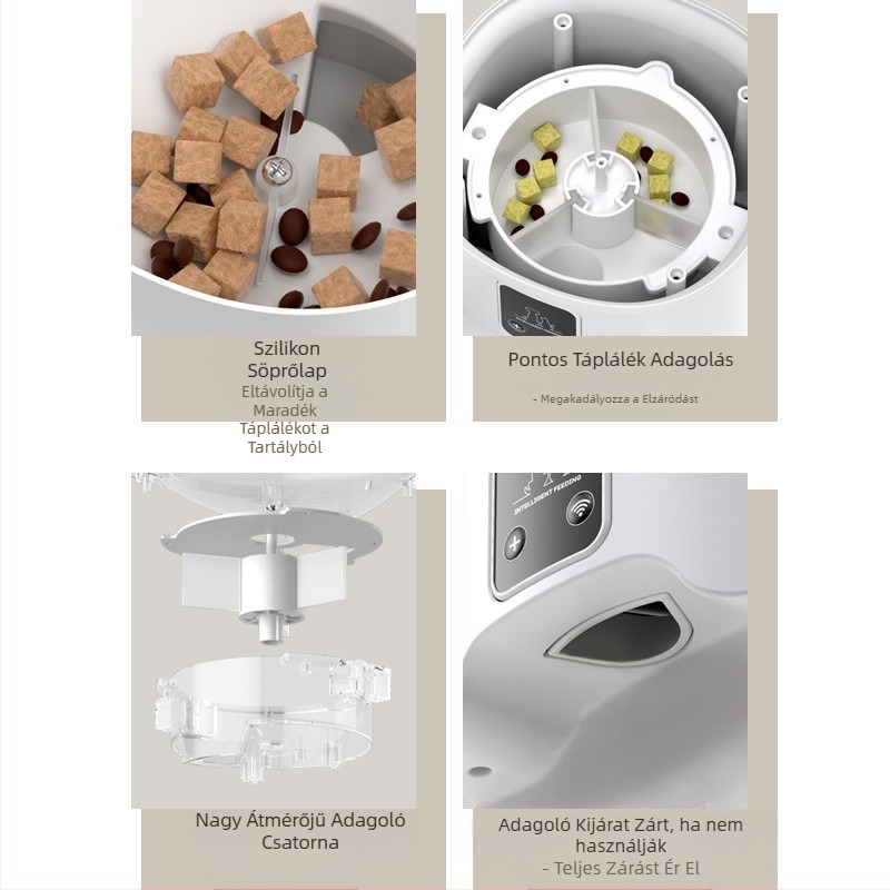 Kisállat automata etető macska időzítés kvantitatív intelligens macskaeledel kutyaeledel távoli WIFI Bluetooth vezérlésű etetőgép