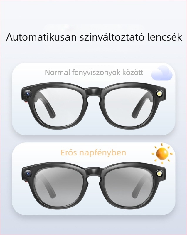 800 W-os HD rázkódásgátló intelligens kamera videó Bluetooth szemüveg kamera fotózás felismerő fordítószemüveg