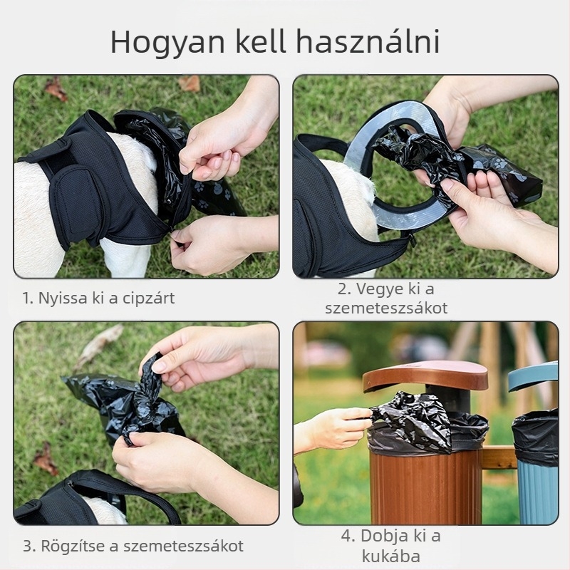 Univerzális, mosható, öngondoskodó kutya- és macskanadrág, hordozható kisállatürülék-gyűjtő zacskó