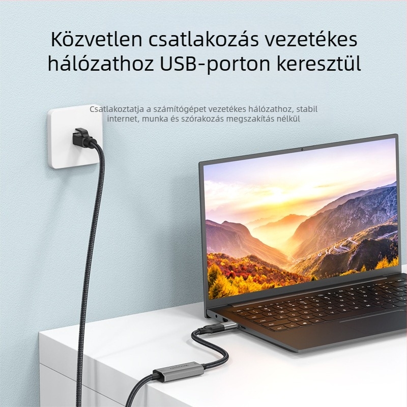 Dupla fejű c/usb - RJ45 TYPEc mobiltelefon számítógép - hálózati port rj45 ethernet átalakító gigabit