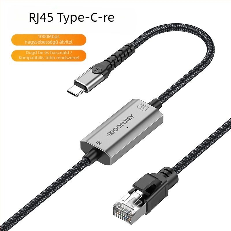 Dupla fejű c/usb - RJ45 TYPEc mobiltelefon számítógép - hálózati port rj45 ethernet átalakító gigabit