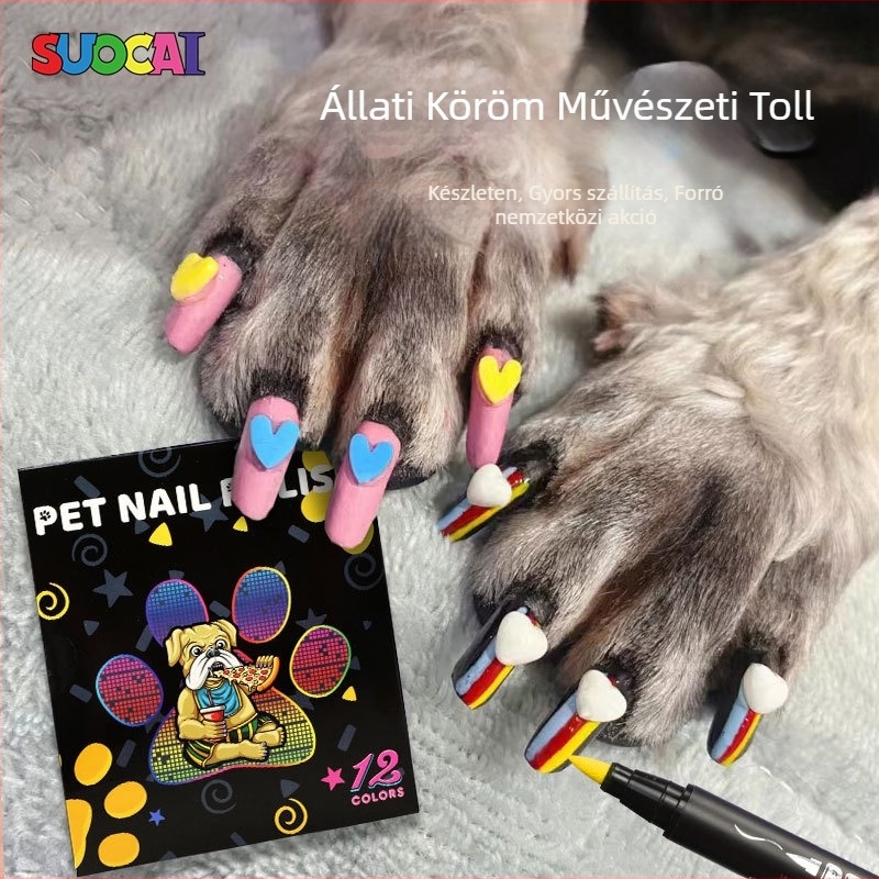 Sucai kisállat manikűr toll kutya körömlakk graffiti toll akril jelölő toll puha hegyű gyorsan száradó vízálló nem fakul