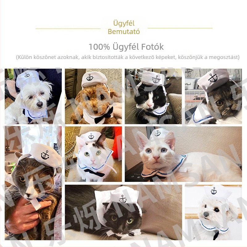 Új kisállat ruházat ruházat kutya macska sapka tengerész öltöny sötétkék öltöny tengerész öltöny köpeny gyártó