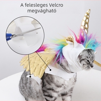 Halloweeni macska unikornis dekoráció aranyos unikornis ünnepi dekoráció állítható tépőzáras kisállat kiegészítők