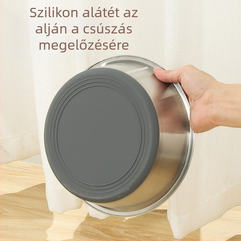 Rozsdamentes acél kisállat tál szilikon aljjal, ütésálló kutyatál, macskatál, macska kisállat etetőtál, kisállat kellékek