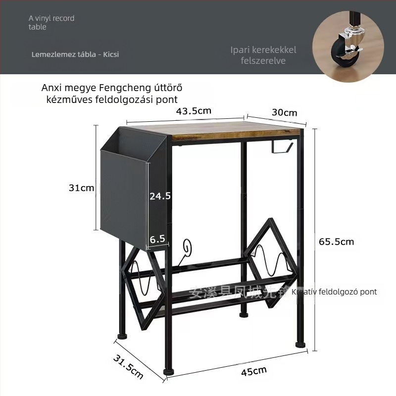 Otthoni retró stílusú CD-tároló állvány, szénacél, kreatív nappali, kis oldalsó bakelitlemez-tároló állvány, egyszerű könyvespolc